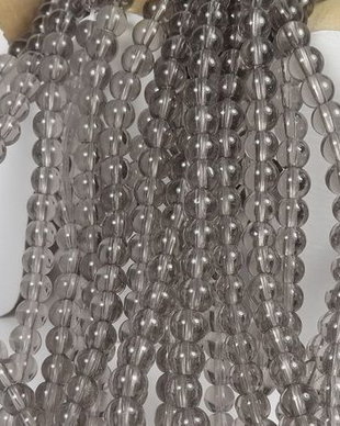 Margele din sticla, rotunde, 4 mm, transparente, gri