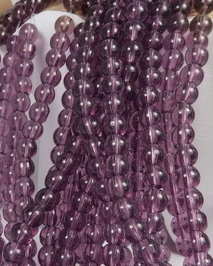 Margele din sticla, rotunde, 4 mm, transparente, purpurii