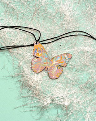 Pandantiv fluture, pictat, unicat