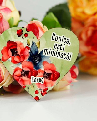 Martisor cu magnet si mesaj pentru bunica