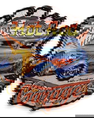 Decoratiune metalica reclama la un garaj