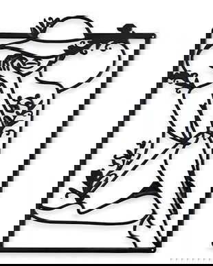 Femeie cu palarie-decoratiune metalica de perete