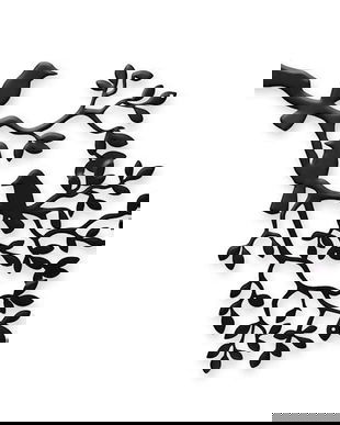 Pasarele pe o creanga-decoratiune metalica pentru perete