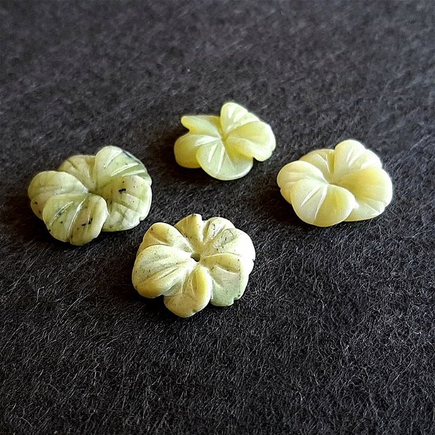 Pandantiv floare sculptata, lemon jad 18mm PD.0035A