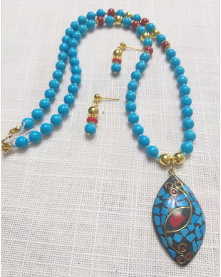SET-TURQOISE, CORAL ROSU SI HEMATIT AURIU