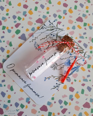 Martisor mesaj in sticluta. Martisor seminte de flori. Martisor licheni