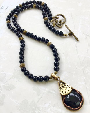 Colier vintage onix negru