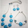 SET- AGAT ALB SI FLORI DE JAD BLEU