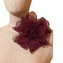 Brosa mare floare din organza, Floare grena visiniu cu perle, Brosa realizata manual stil romantic vintage