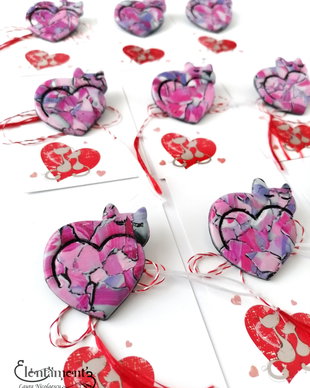 Brosa (martisor) pisica-inima
