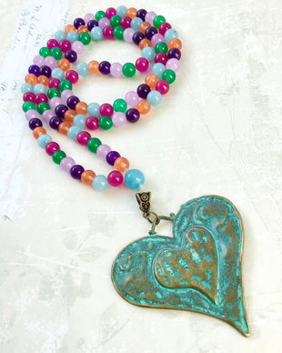 MALA inima vintage & Jad multicolore