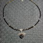 Colier argint obsidian spinel floare cuart fumuriu charm argint minimalist romantic boho chic trendy