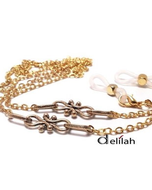 Lantisor auriu pentru ochelari cu link metalic