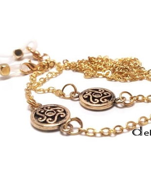 Lantisor auriu ochelari cu link metalic rotund