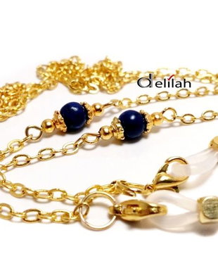 Lantisor auriu ochelari cu sfere lapis lazuli