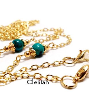 Lantisor auriu ochelari cu sfere chrysocolla