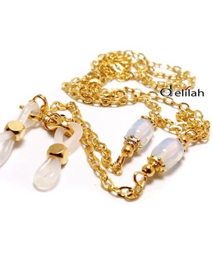 Lantisor auriu ochelari cu sfere moonstone butoias