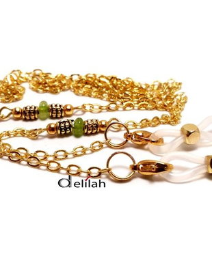 Lantisor auriu ochelari cu rondele peridot