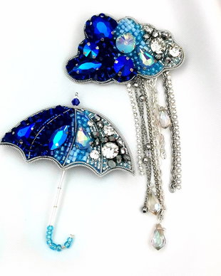 Rezervat Set Broșe - Nor și  Umbrela - Blue Rain