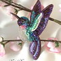 "Flying Bird" - Brosa pasare, broderie manuala