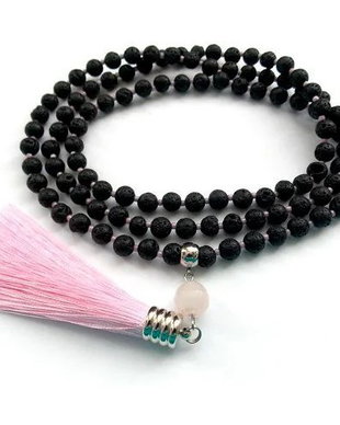 Colier Mala 108+1*Lava+CuartRoz*Sagetator