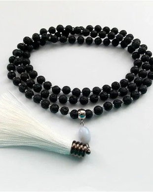 Colier Mala 108+1*Lava+Calcedonie*Rac
