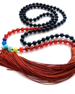 Colier Mala 108+1*7Chakre*Onix+Carneol