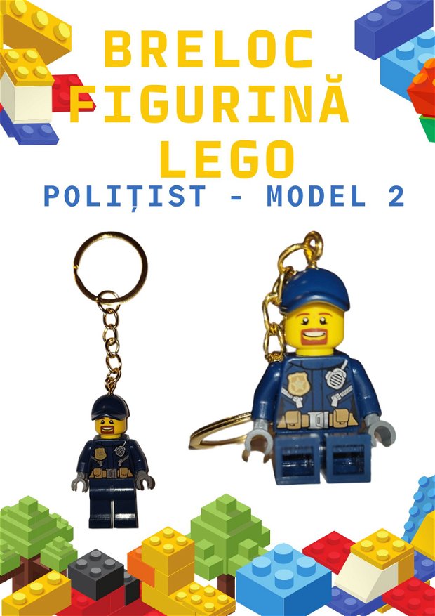 Breloc cu figurina Lego - politist/pompier