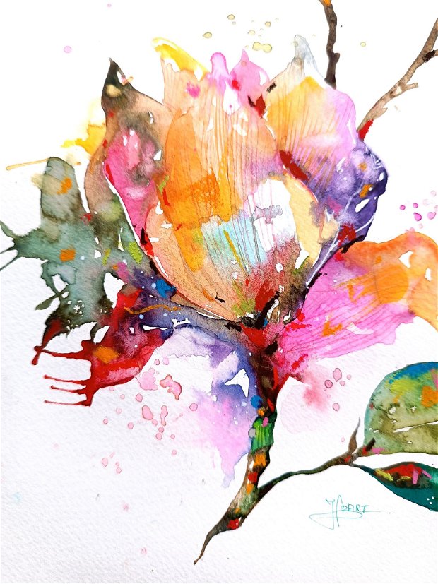 Magnolia Kamut - Tablou, Pictură Originală în Acuarelă - Nature And Colors Collection
