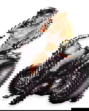 Motociclista-decoratiune metalica in relief