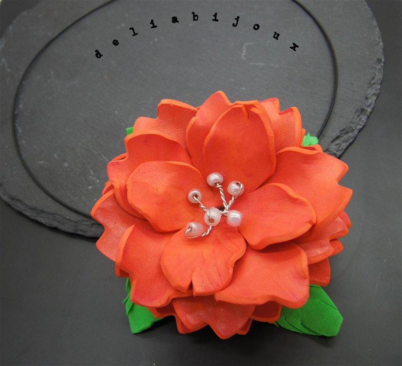 Colier handmade statement unicat -floral - foamiran (cod964)