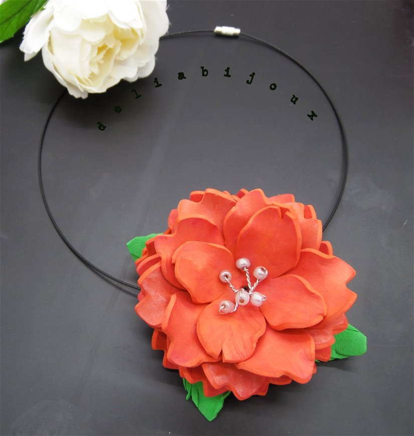 Colier handmade statement unicat -floral - foamiran (cod964)