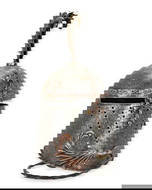 Coif medieval decorativ din alama masiva