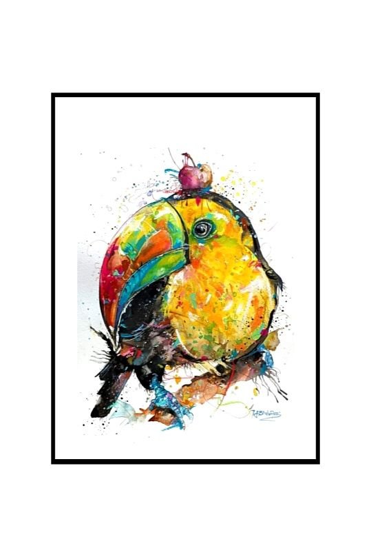Tukan BIRD - Tablou, Pictură Originală în Acuarelă - Birds Collection