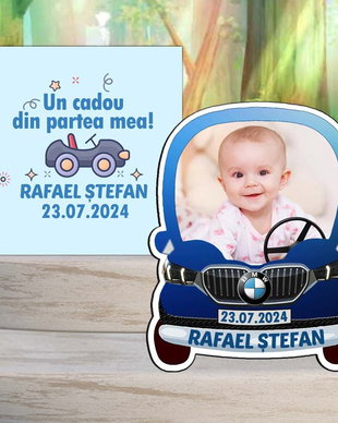 Marturii marturii botez baiat, magneti masinuta BMW albastru
