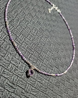 Colier argint ametist charm minimalist boho chic trendy - Transport gratuit