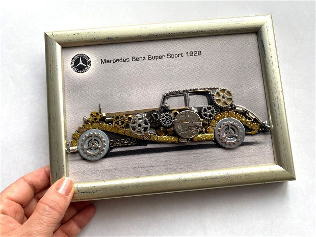 Mercedes Benz Super Sport1928 Cod M 638・Tablou din piese si mecanisme vintage・Cadouri pentru pasionații de masini