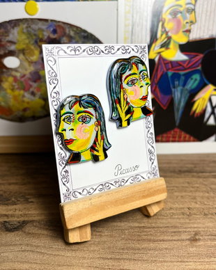 Cercei pictati manual dupa Picasso