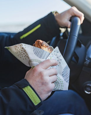 Șervețel textil - ambalaj reutilizabil ecologic cu arici pentru sandwich, gustări, alimente - CIRCLES