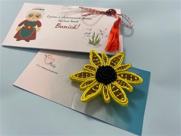 Brosă Soutache Floare Soarelui - eleganță și bucurie într-un singur detaliu