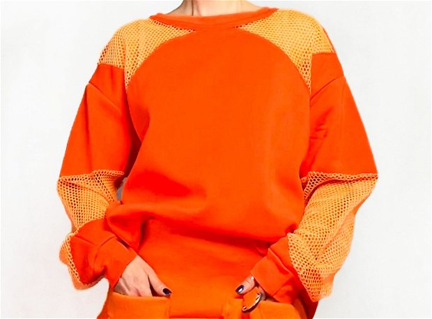Orange Mesh Sweatshirt