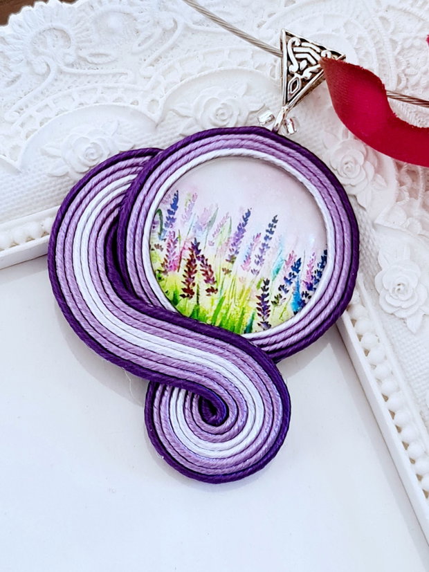 Pandantiv soutache mov-lila