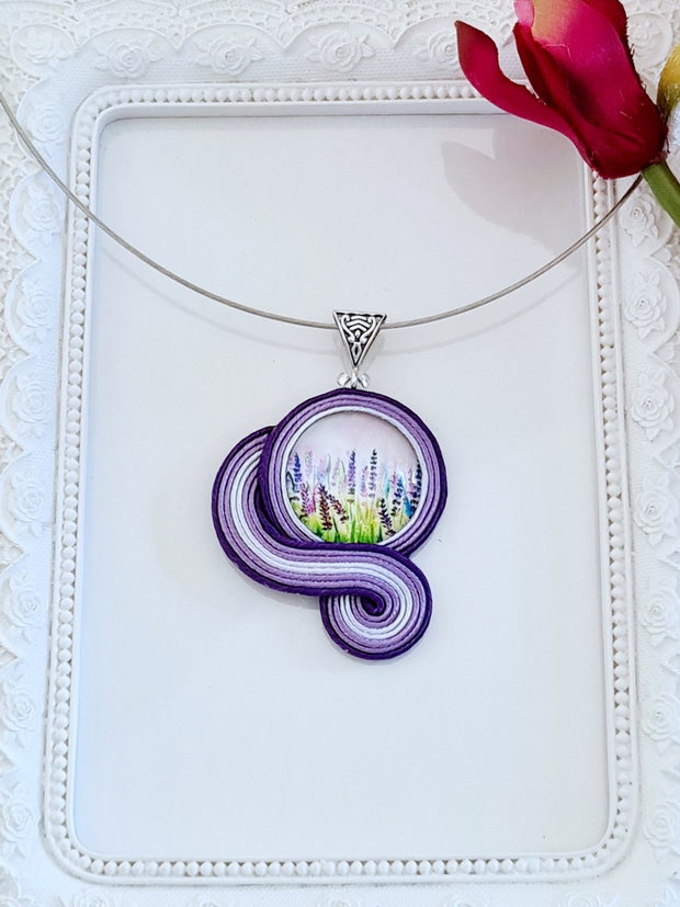 Pandantiv soutache mov-lila