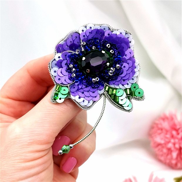 Broșă floare - Purple flower