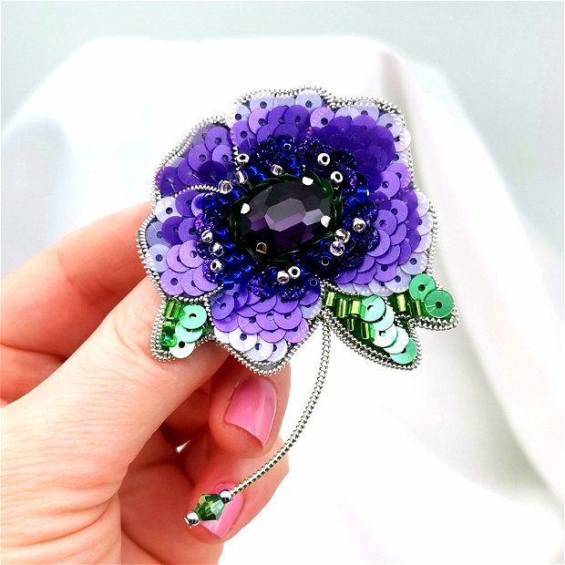 Broșă floare - Purple flower