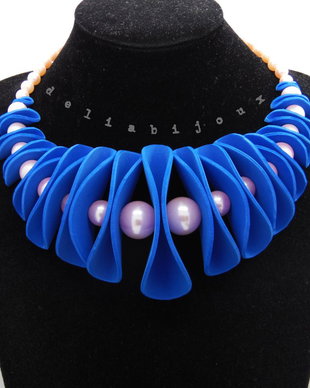 Colier handmade statement unicat -contemporan- avant garde - foamiran (cod968)