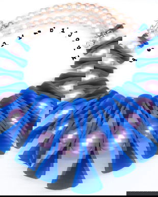 Colier handmade statement unicat -contemporan- avant garde - foamiran (cod968)