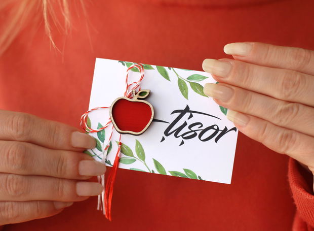 Brosa  martisor din lemn pictat - {Mar-tisor}