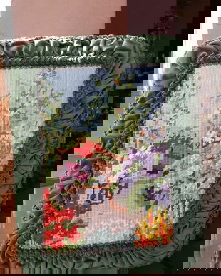 FABULOASA PERNA DECORATIVA MARE ,VINTAGE GOBLEN SI CATIFEA 50/40 CM