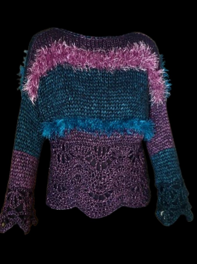 Pulover tricotat/crosetat
